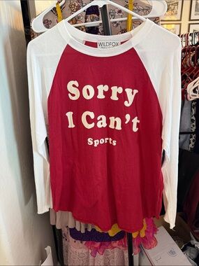 Wildfox Red & White 'Sorry I Can't Sports' Raglan Top